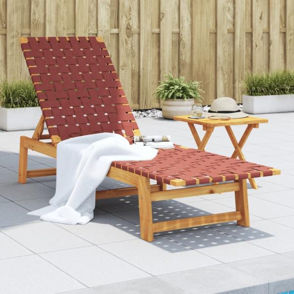 ARDEBO.de - Sonnenliege mit Tisch Rot Massivholz Akazie und Stoff
