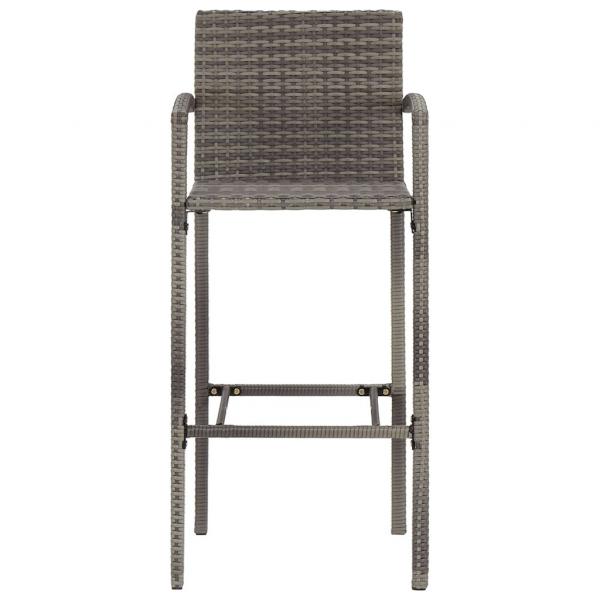 5-tlg. Gartenbar-Set Grau Massivholz Akazie und Poly Rattan