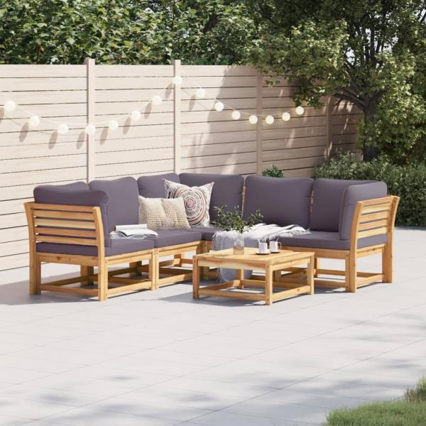 ARDEBO.de - 6-tlg. Garten-Lounge-Set mit Kissen Massivholz Akazie