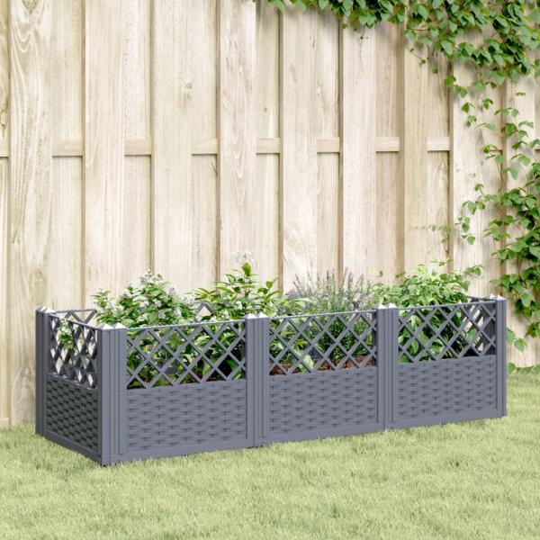 ARDEBO.de - Pflanzkasten mit Erdspießen Grau 123,5x43,5x43,5 cm PP
