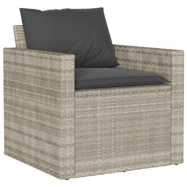 6-tlg. Garten-Sofagarnitur mit Kissen Hellgrau Poly Rattan