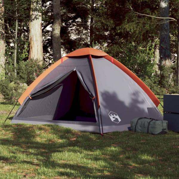 ARDEBO.de - Kuppel-Campingzelt 2 Personen Grau und Orange Wasserdicht