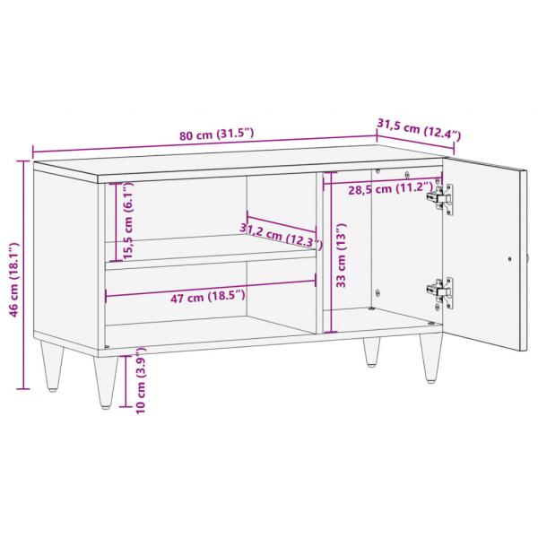 TV-Schrank 80x31,5x46 cm Massivholz Mango