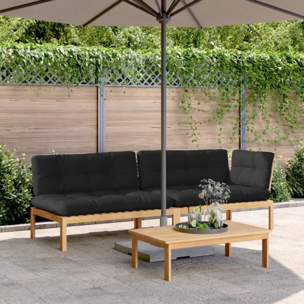 ARDEBO.de - 3-tlg. Garten-Sofagarnitur aus Paletten mit Kissen Akazienholz