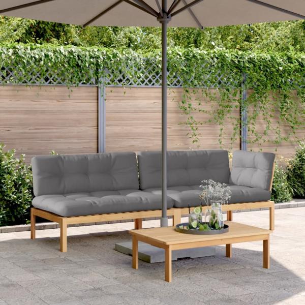 ARDEBO.de - 3-tlg. Garten-Sofagarnitur aus Paletten mit Kissen Akazienholz