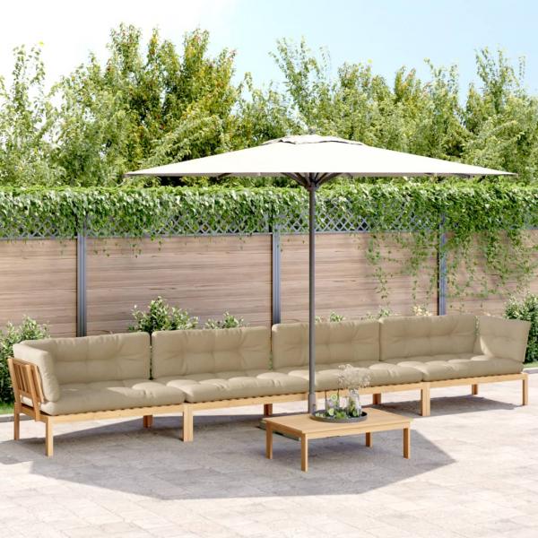 ARDEBO.de - 5-tlg. Garten-Sofagarnitur aus Paletten mit Kissen Akazienholz