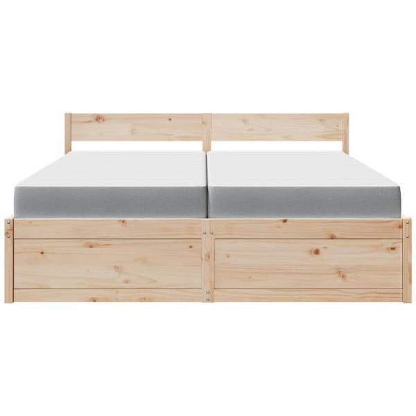 Bett mit Schubladen und Matratze 200x200 cm Massivholz Kiefer