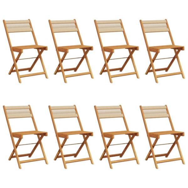 Gartenstühle 8 Stk. Klappbar Beige Massivholz Akazie