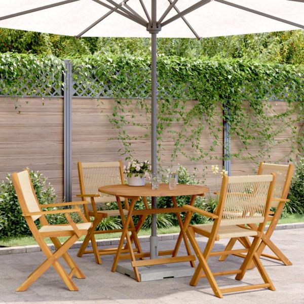 ARDEBO.de - 5-tlg. Garten-Essgruppe Polypropylen und Massivholz Beige
