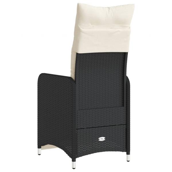 Gartensessel Verstellbar mit Kissen Schwarz Poly Rattan