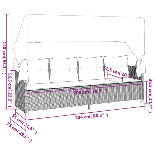 5-tlg. Garten-Sofagarnitur mit Kissen Hellgrau Poly Rattan