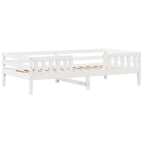 Massivholzbett ohne Matratze Weiß 90x200 cm Kiefernholz