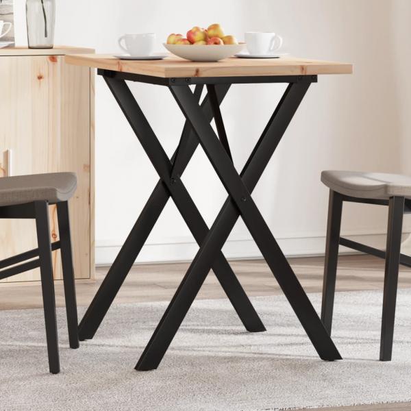ARDEBO.de - Esstisch X-Gestell 80x50x75,5 cm Massivholz Kiefer & Gusseisen