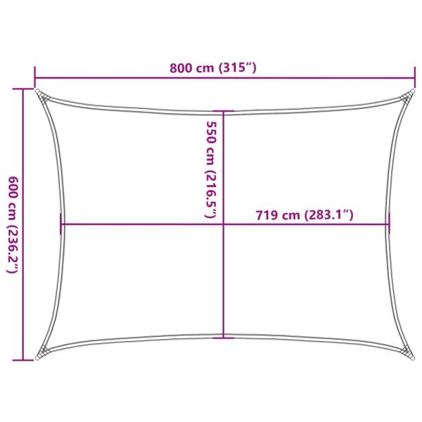 Sonnensegel 160 g/m² Rechteckig Hellgrau 6x8 m HDPE