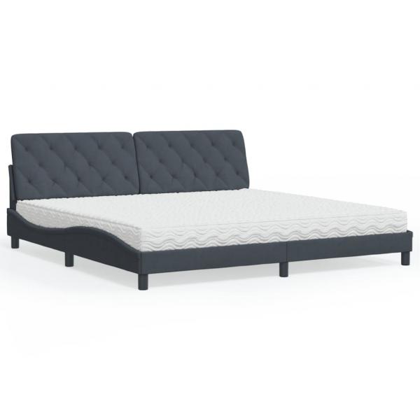 ARDEBO.de - Bett mit Matratze Dunkelgrau 200x200 cm Samt