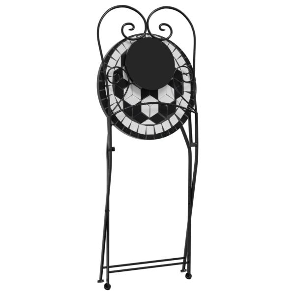 Mosaik-Bistro-Set Schwarz und Weiß Eisen und Keramik
