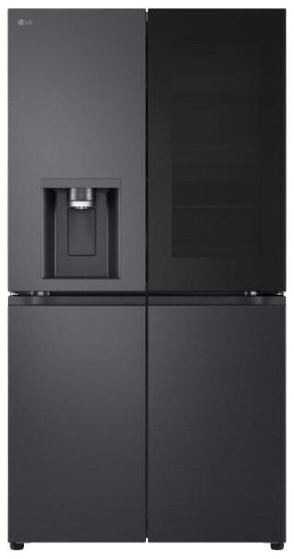 ARDEBO.de LG GMG960EVJE Stand Side-by-Side Kombination, 91,4 cm breit, 638 L, Total No Frost, Eis-, Crushed Ice- und Wasserspender, ThinQ (WLAN), Festwasseranschluss, Essence Black Steel