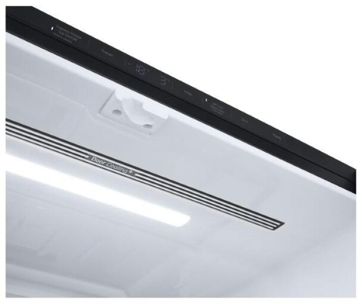LG GMG960EVJE Stand Side-by-Side Kombination, 91,4 cm breit, 638 L, Total No Frost, Eis-, Crushed Ice- und Wasserspender, ThinQ (WLAN), Festwasseranschluss, Essence Black Steel