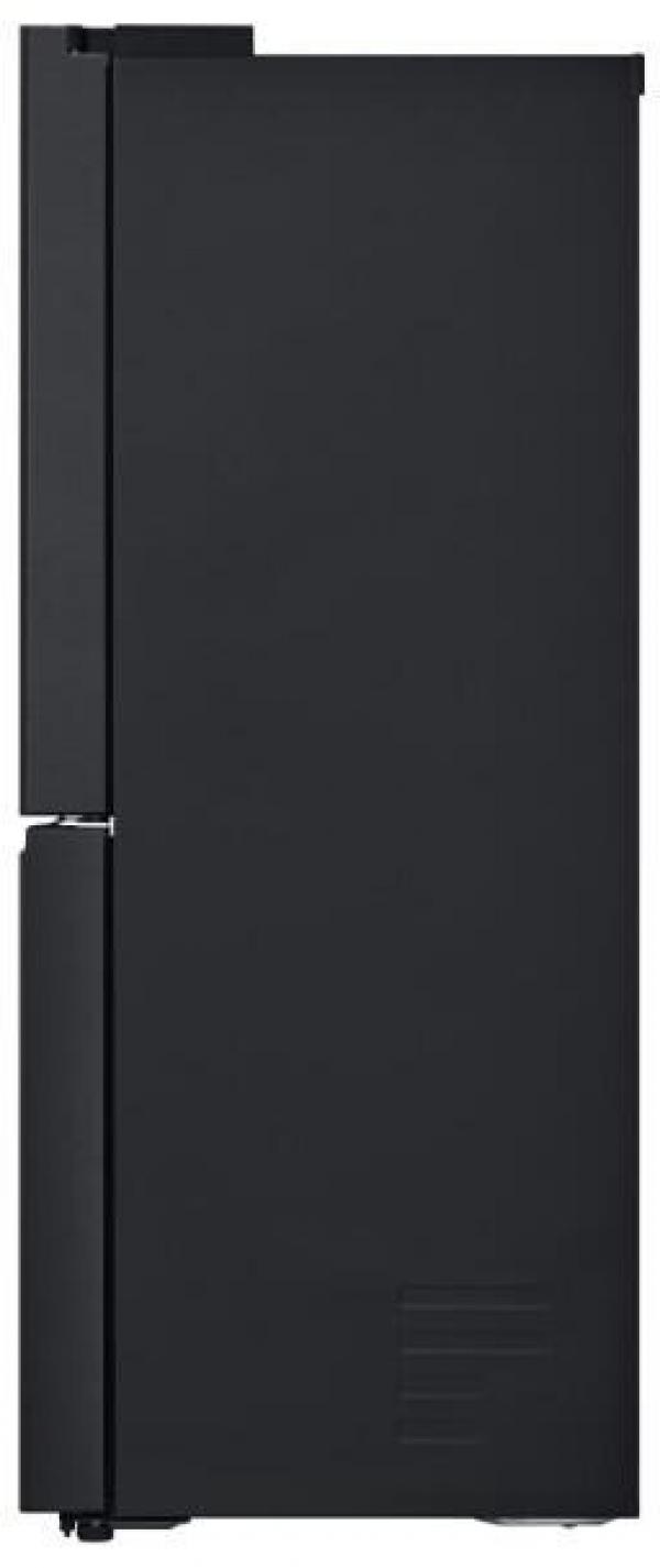 LG GMG960EVJE Stand Side-by-Side Kombination, 91,4 cm breit, 638 L, Total No Frost, Eis-, Crushed Ice- und Wasserspender, ThinQ (WLAN), Festwasseranschluss, Essence Black Steel