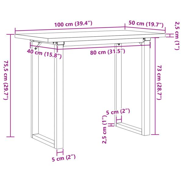 Esstisch O-Gestell 100x50x75,5 cm Massivholz Kiefer & Gusseisen