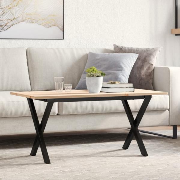 ARDEBO.de - Couchtisch X-Gestell 90x40x45cm Massivholz Kiefer und Gusseisen