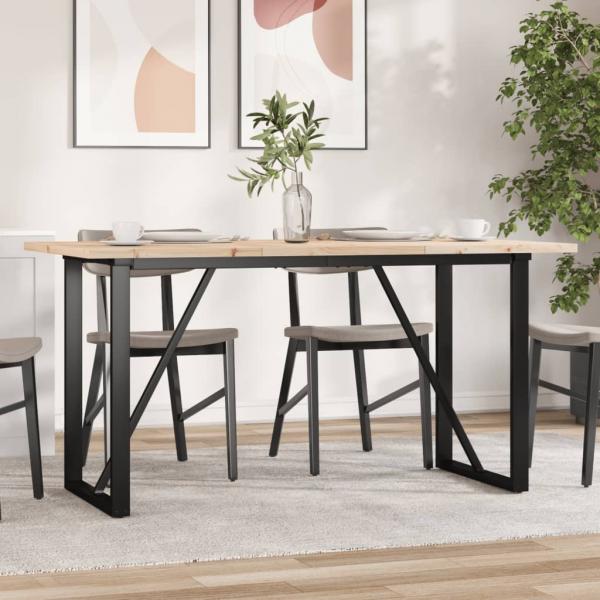 ARDEBO.de - Esstisch O-Gestell 160x80x75,5 cm Massivholz Kiefer & Gusseisen
