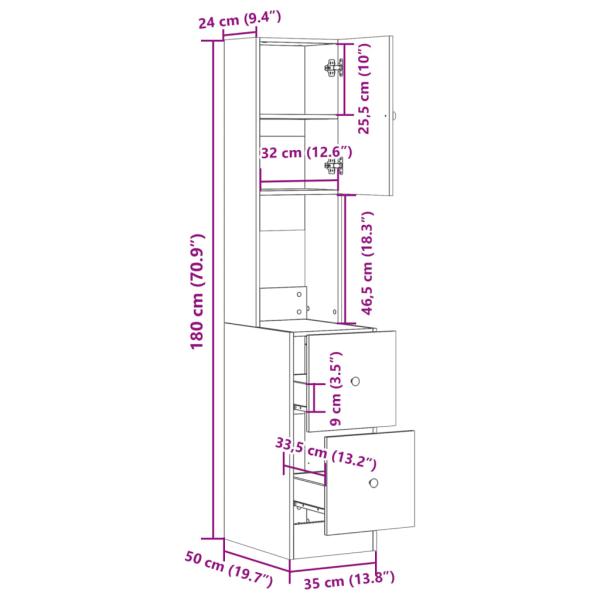 Küchenschrank Grau Sonoma 35x50x180 cm Holzwerkstoff