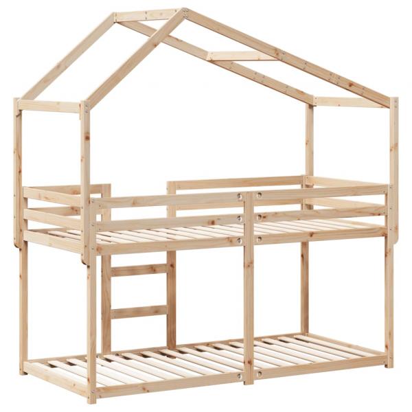 Etagenbett mit Dach 90x190 cm Massivholz Kiefer