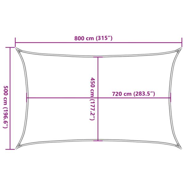 Sonnensegel 160 g/m² Rechteckig Hellgrau 5x8 m HDPE