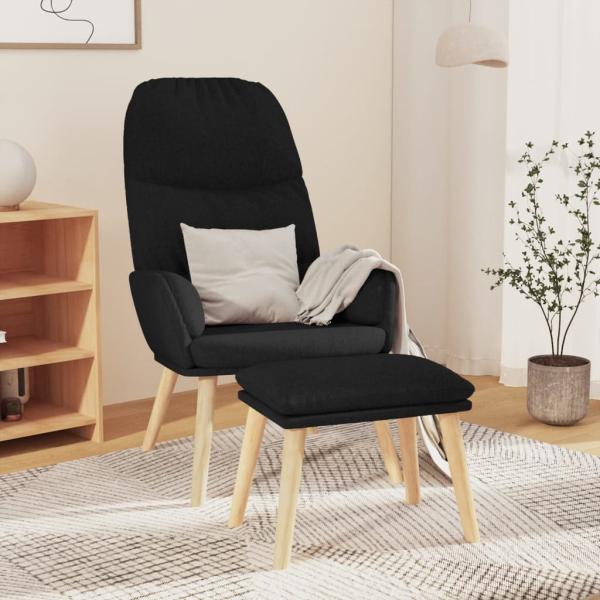 ARDEBO.de - Relaxsessel mit Hocker Schwarz Stoff