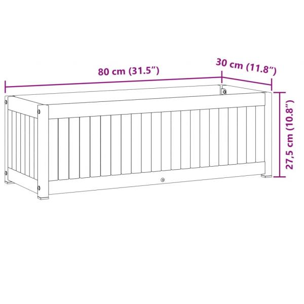 Pflanzkübel 80x30x27,5 cm Massivholz Akazie und Stahl