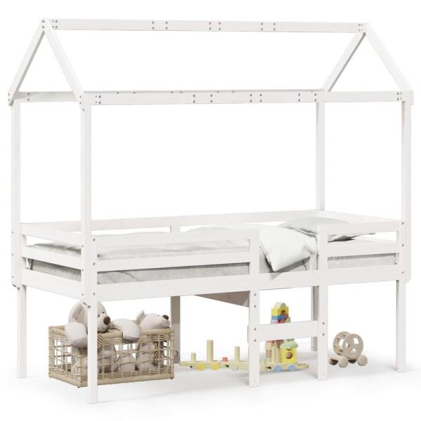 ARDEBO.de - Hochbett mit Dach Weiß 90x200 cm Massivholz Kiefer