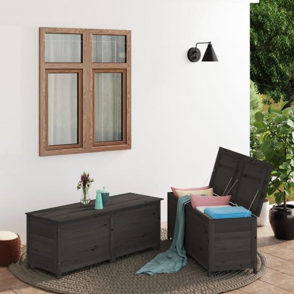 ARDEBO.de - Outdoor-Kissenbox Anthrazit 150x50x56 cm Massivholz Tanne