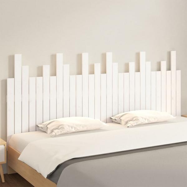 Wand-Kopfteil Weiß 185x3x80 cm Massivholz Kiefer