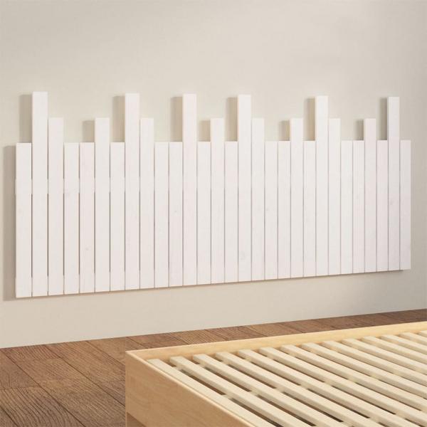 Wand-Kopfteil Weiß 185x3x80 cm Massivholz Kiefer