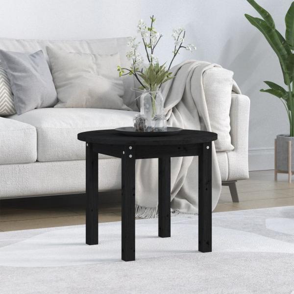 ARDEBO.de - Couchtisch Schwarz Ø 55x45 cm Massivholz Kiefer