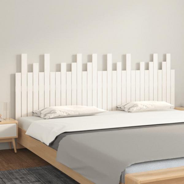 ARDEBO.de - Wand-Kopfteil Weiß 204x3x80 cm Massivholz Kiefer