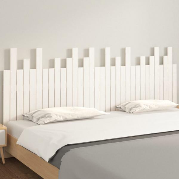 Wand-Kopfteil Weiß 204x3x80 cm Massivholz Kiefer
