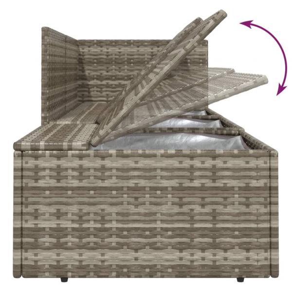5-tlg. Garten-Lounge-Set mit Kissen Grau Poly Rattan
