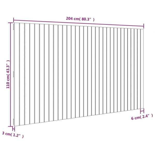 Wand-Kopfteil Grau 204x3x110 cm Massivholz Kiefer