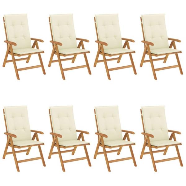 Gartenstühle mit Auflagen 8 Stk. Massivholz Teak