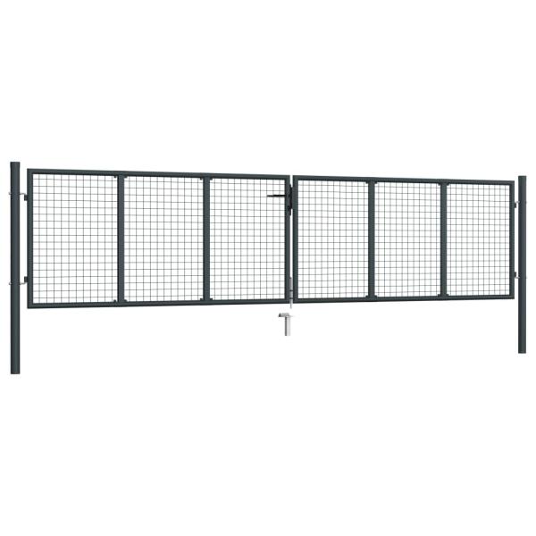 Maschen-Gartentor verzinkter Stahl 400 x 125 cm Grau