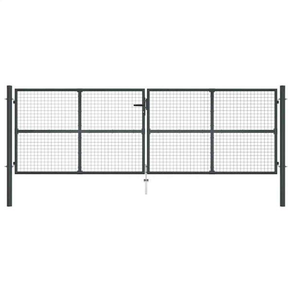 Maschen-Gartentor verzinkter Stahl 400 x 125 cm Grau