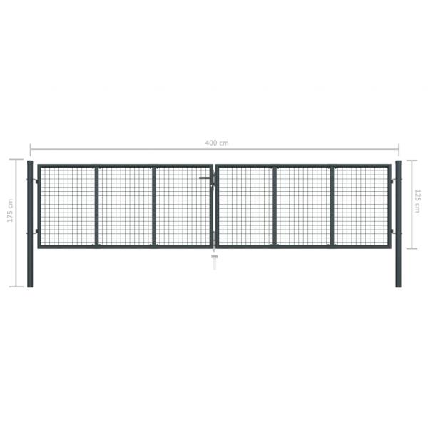 Mesh-Gartentor Verzinkter Stahl 400 x 175 cm Grau