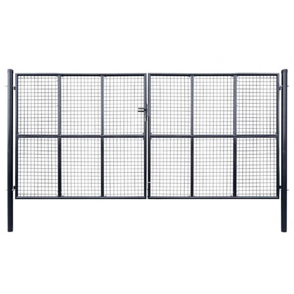 ARDEBO.de - Mesh-Gartentor Verzinkter Stahl 400 x 175 cm Grau