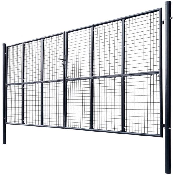 Mesh-Gartentor Verzinkter Stahl 400 x 175 cm Grau