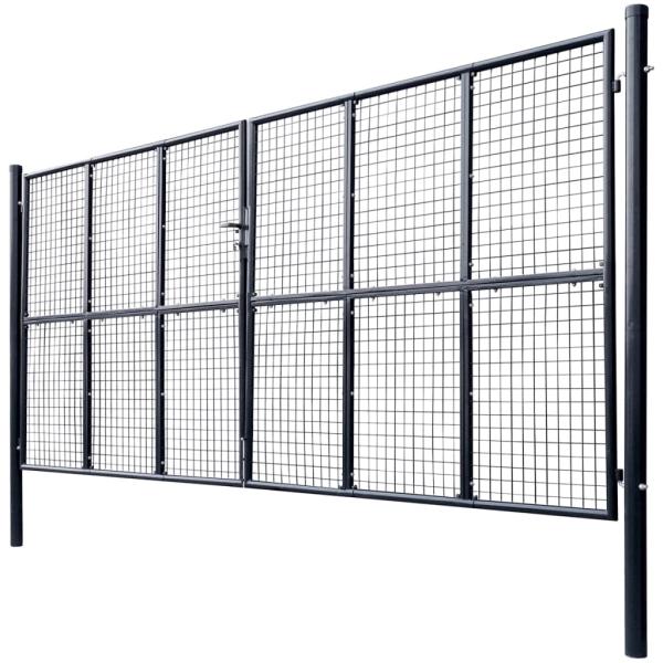 Mesh-Gartentor Verzinkter Stahl 400 x 175 cm Grau