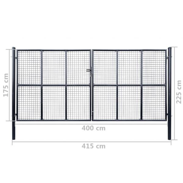 Mesh-Gartentor Verzinkter Stahl 400 x 175 cm Grau
