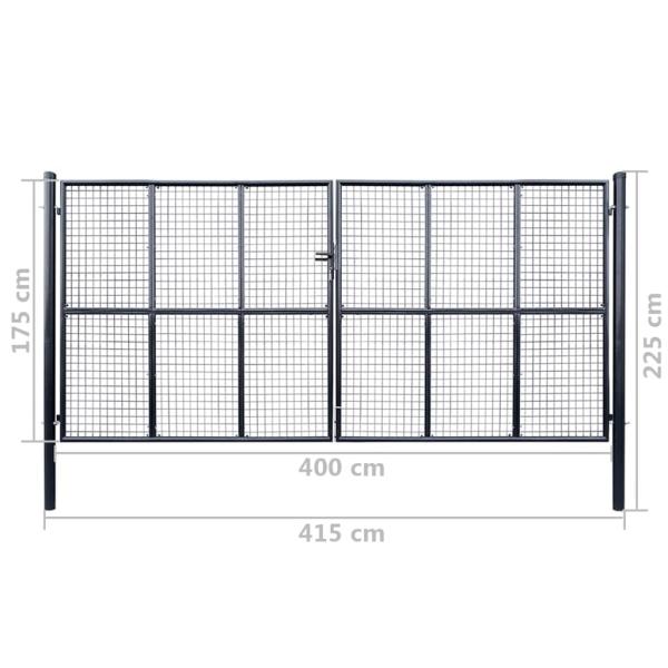 Mesh-Gartentor Verzinkter Stahl 400 x 175 cm Grau