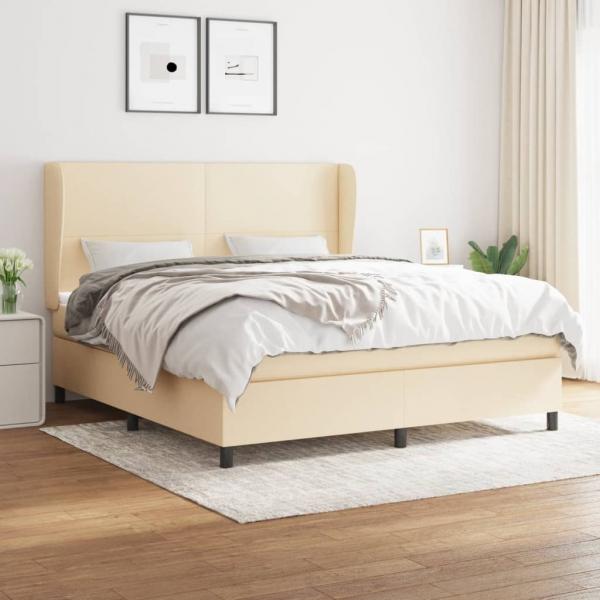 ARDEBO.de - Boxspringbett mit Matratze Creme 160x200 cm Stoff